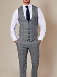 Marc Darcy Jerry Grey Check Single Breasted Waistcoat - Suit & Tailoring