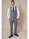 Marc Darcy Jerry Grey Check Suit Single Breasted Waistcoat - Suit & Tailoring