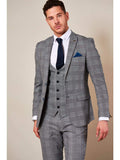 Marc Darcy Jerry Grey Check Suit Single Breasted Waistcoat - Suit & Tailoring