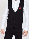 Marc Darcy Kelly Mens Black Single Breasted Waistcoat - Suit & Tailoring