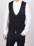 Marc Darcy Kelly Mens Black Single Breasted Waistcoat - Suit & Tailoring