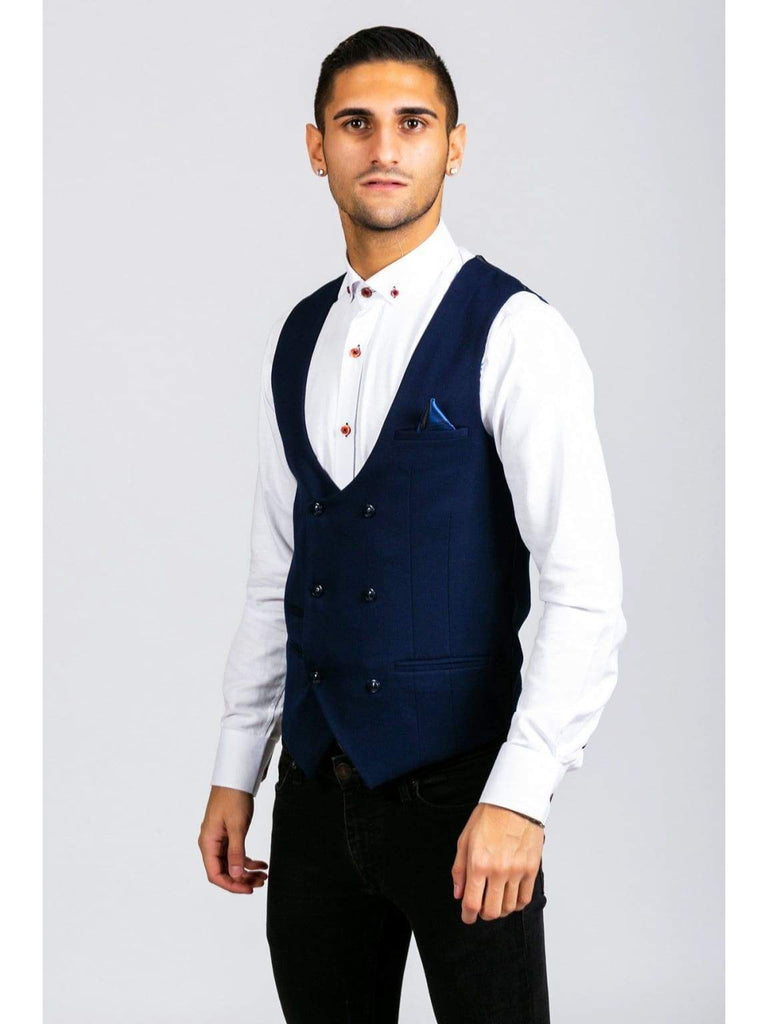 Marc Darcy Kelly Men s Blue Double Breasted Waistcoat Marc Darcy