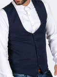 Marc Darcy Kelly Mens Blue Single Breasted Waistcoat - Suit & Tailoring