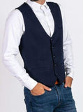 Marc Darcy Kelly Mens Blue Single Breasted Waistcoat - Suit & Tailoring