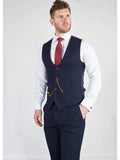 Marc Darcy LEE JD4 Navy Contrast Trim Waistcoat - Suit & Tailoring