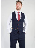 Marc Darcy LEE JD4 Navy Contrast Trim Waistcoat - Suit & Tailoring