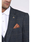 Marc Darcy Scott Blue Check Three Piece Suit