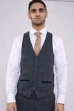 Marc Darcy Scott Blue Tweed Check Waistcoat