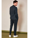 Marc Darcy Scott Blue Tweed Check Blazer - Suit & Tailoring