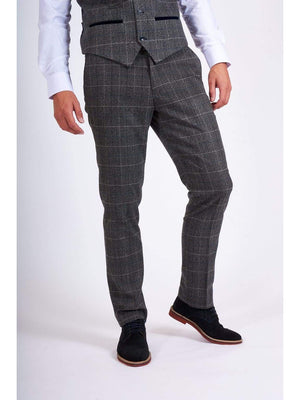 Marc Darcy Scott Grey Check Tweed Trousers - Suit & Tailoring