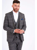 Marc Darcy Scott Grey Tweed Check Blazer - Suit & Tailoring