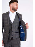 Marc Darcy Scott Grey Tweed Check Blazer - Suit & Tailoring