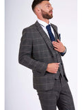 Marc Darcy Scott Grey Tweed Check Three Piece Suit - Suit & Tailoring