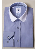 Marc Darcy Shelby Navy Blue Stripe Penny Collar Shirt - Shirts