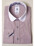 Marc Darcy Shelby Wine Stripe Penny Rounded Collar Shirt - Shirts