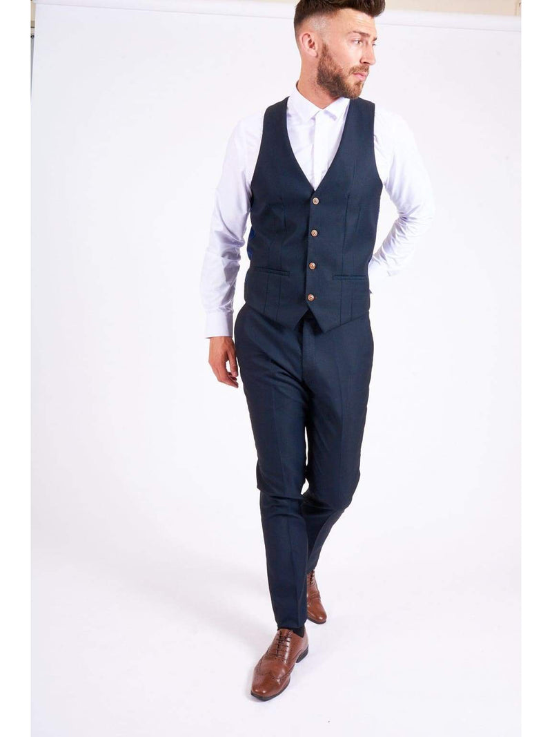 MAX - Navy Single Breasted Waistcoat - Suit & Tailoring