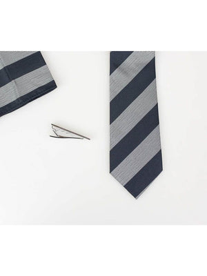 Navy Silver Stripe Tie Set - Accessories
