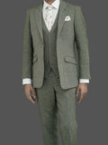 Skopes Jude Sage Green Herringbone Tweed 3 Piece Suit - Suits