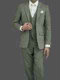 Skopes Jude Sage Green Herringbone Tweed 3 Piece Suit - Suits