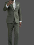 Skopes Jude Sage Green Herringbone Tweed 3 Piece Suit - Suits