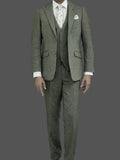 Skopes Jude Sage Green Herringbone Tweed 3 Piece Suit - Suits