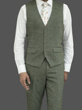 Skopes Jude Sage Green Herringbone Tweed 3 Piece Suit - Suits