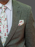 Skopes Jude Sage Green Herringbone Tweed Jacket - Suit & Tailoring