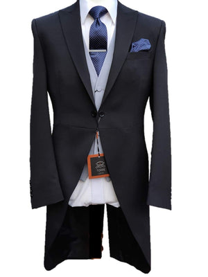 Torre Black Slim Fit Three Piece Morning Suit - UK36S EU23 / 30S - Suit & Tailoring