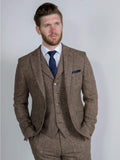 Torre Elton Tweed 100% Wool Mens Brown Donegal Tweed Jacket - Suit & Tailoring