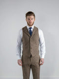 Torre Elton Tweed Mens Brown 100% Donegal Wool Waistcoat - Suit & Tailoring