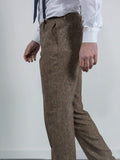 Torre Elton Tweed Mens Brown Donegal Tweed Trousers - 32S - Suit & Tailoring