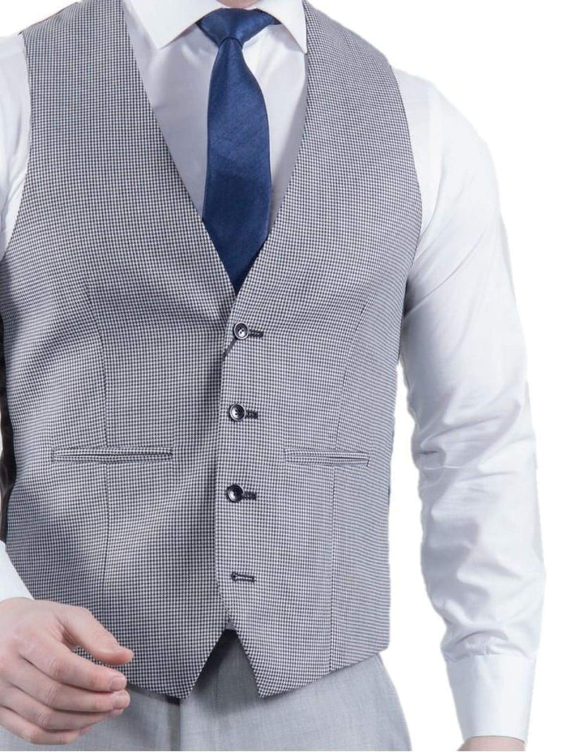 Torre Mens Classic Grey Dog tooth Waistcoat - 36R - Suit & Tailoring