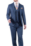 Torre Men’s Blue 3 Piece 100% British Wool Tweed Suit - Suit & Tailoring