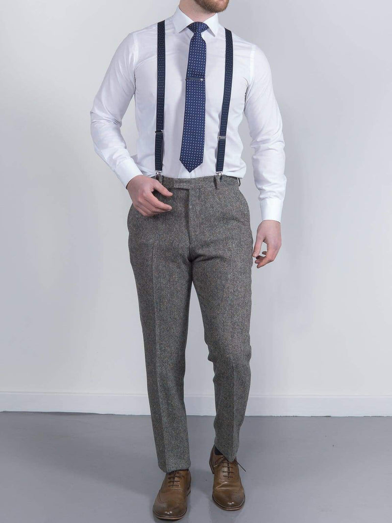 Torre Elton Tweed Men's Brown Donegal Tweed Trousers - HIRE5 Menswear